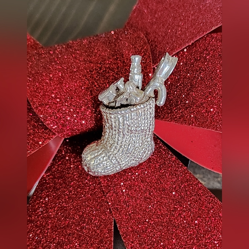 Christmas Stocking Solid 925 Sterling Silver Heav… - image 1